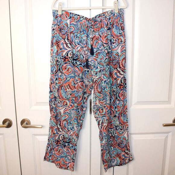 TALBOTS Paisley Print Wide-Leg Palazzo Pants Tassel Tie Waist | XL - Picture 1 of 7